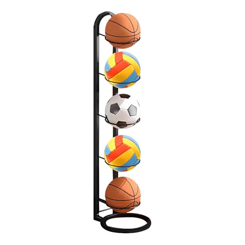 WDKXCN Ballständer, 5 Stufiger Ball Aufbewahrung, Vertical Ballregal Fußball Ständer, Ballaufbewahrungsregal Basketball Holder, Basketball Halter Stehend, Ball Storage Rack Sportgeräte Organizer WDKXCN Ballständer, 5 Stufiger Ball Aufbewahrung, Vertical Ballregal Fußball Ständer, Ballaufbewahrungsregal Basketball Holder, Basketball Halter Stehend, Ball Storage Rack Sportgeräte Organizer