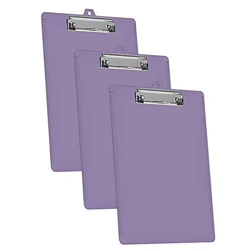 Acrimet Clipboard Letter Size A4 (13 3/8” X 9 7/16”) Low Profile Clip With Side Rulers (Plastic) (Purple Color) (3 Pack) #TOP28