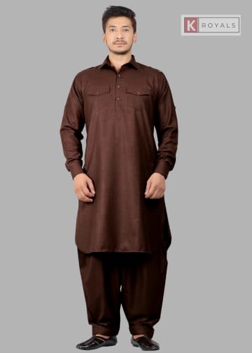 Image of K-ROYALS Full Pathani Suit for Mens /Cotton Blend Pathani kurta payjama set for mens