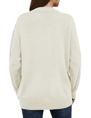 YUCOLEN Pullover Sweaters for Women Chunky Cable Knit Crewneck Loose Fit Long Sleeve Vintage Fall Sweater Tops2