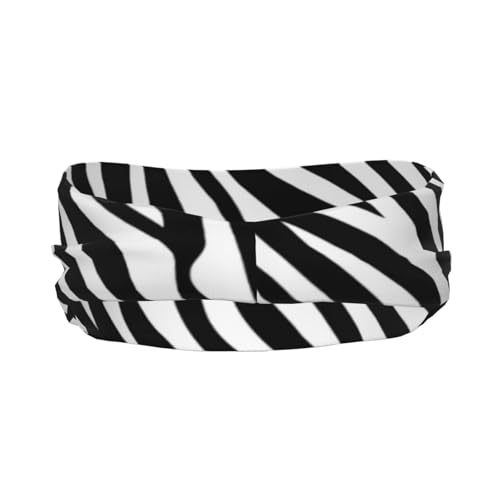 Image of Zebra Print Sports Headband Moisture Wicking Sweatband for Men Women Running Cycling Yoga Fitness Workout Black15 One Size