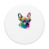 Bunte langhaarige französische Bulldogge Mom PopSockets mit austauschbarem PopGrip