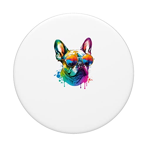 Bunte langhaarige französische Bulldogge Mom PopSockets mit austauschbarem PopGrip