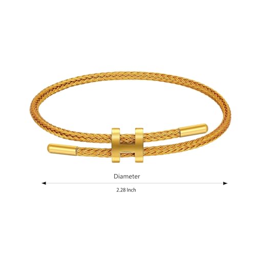 Image of AIMADE Bracelets for Women Adjustable Charm Bracelet, 18k Gold-plated Buckle Design Titanium Steel Wire Rope Women's Gift Jewelry