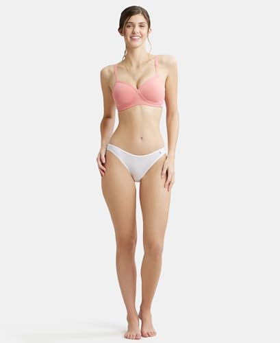 Image of Jockey FE40 Women Wirefree Padded Super Combed Cotton Elastane Stretch Full Coverage T-Shirt Bra with Cross Over Fit