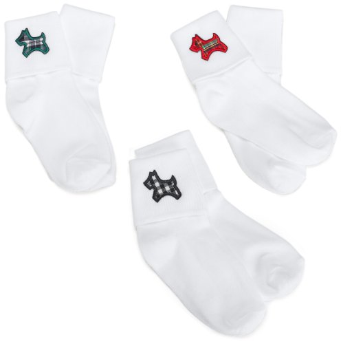 Jefferies Socks Big Girls' Scottie Dog Applique (Pack of 3)