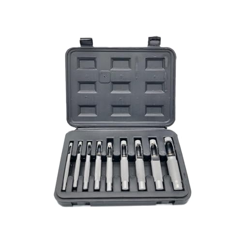Image of A.D. International 9-Piece Leather Hole Punch Set for Watch Bands, Belts, and DIY Leather Crafting - Round Hollow Cutting Tools for Precision Work