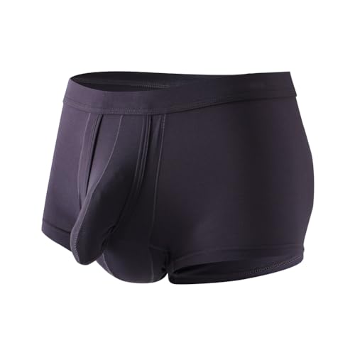 Men's Dual Pouch Underwear Short&Long Leg Bulge Boxer Briefs Separated Pouch Modal Trunks (US, Alpha, Large)