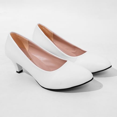 Image of WUIWUIYU Womens Office Kitten Heels Pumps Slip On Evening Dress Work Cute Sexy Pump Shoes