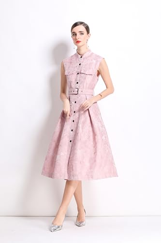 LAI MENG FIVE CATS Women's Jacquard Sleeveless Vintage Cocktail 1950's Rockabilly Tea Party Dress with Pocket2