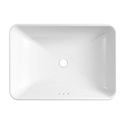 Winzo Wz6174 Rectangular Drop-In Bathroom Sink,Modern Design,Semi-Recessed Vessel Basin With Overflow For Vanity Porcelain White #TOP1