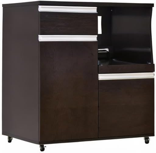 Широкая кухонная стойка Doris 14580 Mona, Подставка для микроволновой печи, Для хранения, С розеткой, Ширина 31,5 дюйма (80 см), Требуется сборка, Широкий тип, Орех грецкий орех широкого типа, белый, фото 10