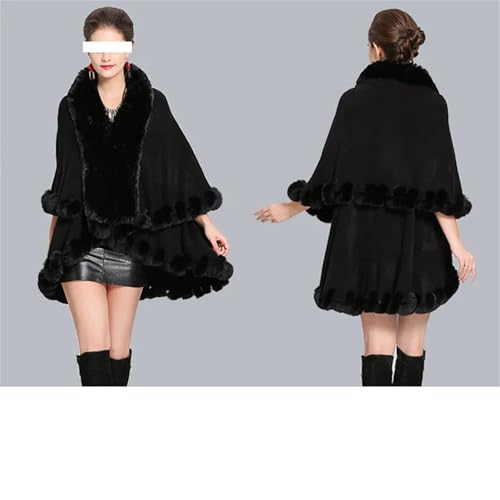 Women Double Cape Shawl Long Knit Poncho Coat Wraps Cloak3