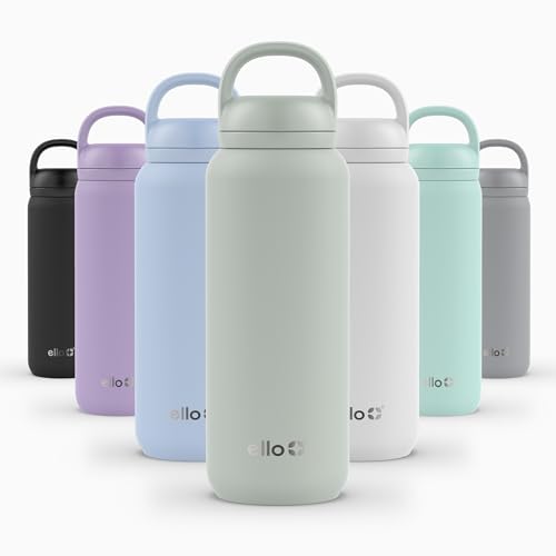 Image of Ello Cooper Twist 32oz Stainless Steel Water Bottle with Chug Lid | Leak Proof | Double Walled and Vacuum Insulated | Built in Carry Loop | Dishwasher Safe | Sage