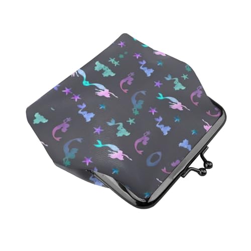 Colored beautiful mermaid print Women's leather kiss lock coin wallet Portable wallet for office and travel3