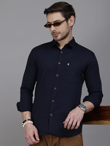 Image of Majestic Man Comfort Slim Fit Solid Pure Cotton Casual Shirt