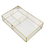 Ipetboom Boîte à Bijoux Verre Avec Couvercle Rangement Compartimenté Pour Cosmétiques ...
