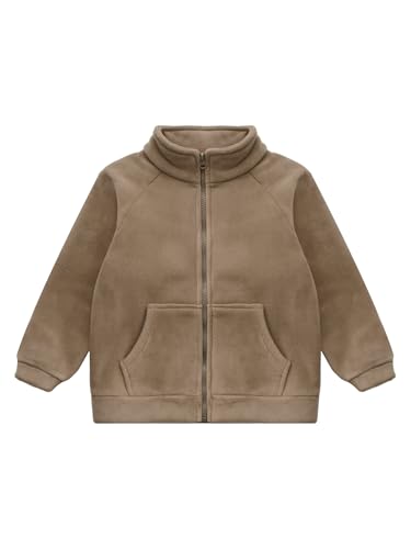 JEATHA Girls Fleece Jacket Kids Warm Thick Winter Coat Long Sleeve Stand Collar Full Zip Sweatshirt with Pockets3
