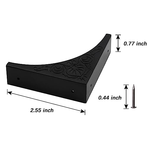 Image of Pack of 4 2.56 inch Antique Metal Corner Protectors Corner Guard Decorative Desk Box Corner Protector Desk Case Edge Cover Guard Furniture Corner (Black Printing)