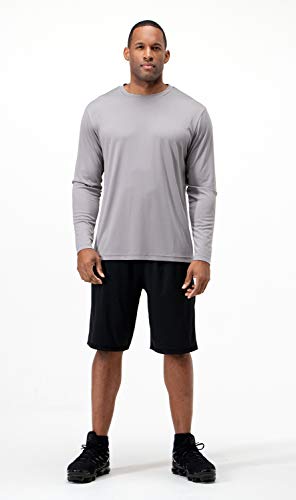 DEVOPS 2 Pack Men's Sun Protection Quick Dry Long Sleeve Rash Guard Fishing Running Garden Cycling Garage Homewear Shirt