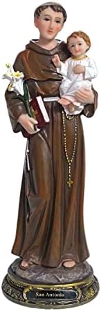 GCK 12'' Inch San Antonio de Padua Imagen Estatua St Anthony Statue Catholic Religious Gift, Brown, 25048-12