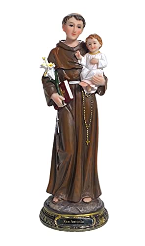 GCK 12'' Inch San Antonio de Padua Imagen Estatua St Anthony Statue Catholic Religious Gift, Brown, 25048-12