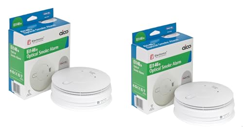 Aico EI146e Set of 2 Mains Hard Wired Smoke Alarms with 9V Battery Back Up  White