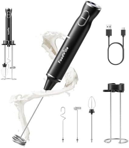 MF06 Rechargeable Milk Frother 1800 Mah with 9 Speed and 3 Frothe...