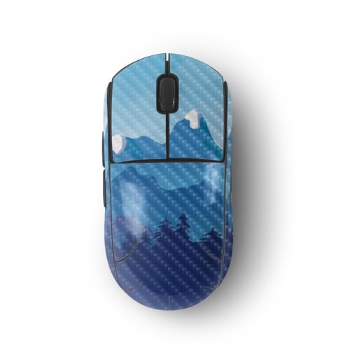 MightySkins Carbon Fiber Skin Compatible with Logitech G Pro Wireless Gaming Mouse - Blue Mountains | Protective, Durable Textured Carbon Fiber Finish | Easy to Apply