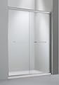 44-48" W x 72" H Semi-Frameless Double Sliding Shower Door Framed Bypass Glass Shower Doors with 1/4" (6mm) Frosted Ultra-Clear Glass in Brushed Nickel