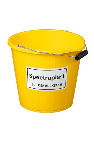 Spectraplast® 14L Yellow Builders Bucket – Heavy Duty Plastic Bucket for Mixing Mortar, Gardening, Watering & Tool Carrying – Strong Handle – 3 Gallon Multi-Purpose Use (1)