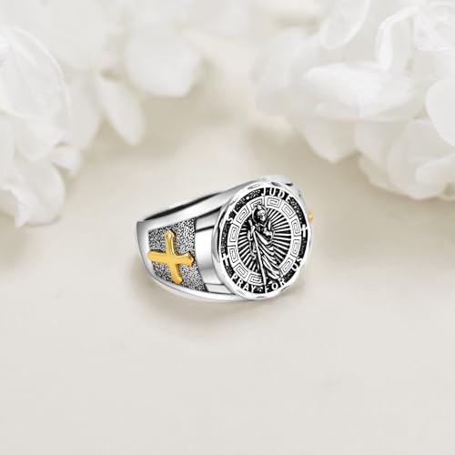 YFN Patron Saint Ring Sterling Silver Religious Protector Ring Jewelry Gifts for Women Men3