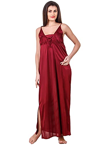 Image of Fasense Women's Satin Maxi Casual Nightgown