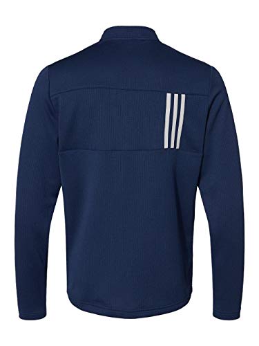 adidas - 3-Stripes Double Knit Quarter-Zip Pullover - A482 - L - Team Navy Blue/Grey Two2