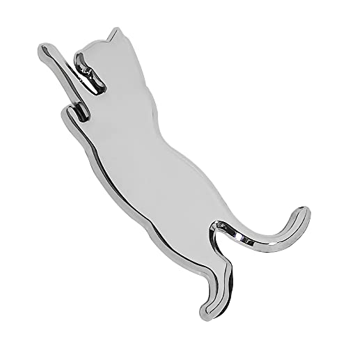 FUTWOD 猫 エンブレム 車 ねこ ステッカー ネコ かわいい 3Dステッカー 防水 耐候 キャット アクセサリー 面白い カーステッカー デカール シルバー 車用 バイク 飾り おしゃれ バッジ スーツケース キズ隠し すがり猫