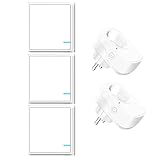 NineLeaf Funksteckdosen mit fernbedienung,2 Steckdose mit 3 Schalter,100m Fernbedienungsreichweite, 15A/1500W Hohe Ausgangsleistung Kompatibel mit Den Meisten Haushaltsgeräten,Weiß