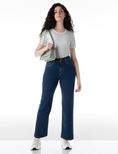 Image of INKD Women's Wide Leg Jeans - High-Rise | Stretchable | Enzyme Wash | Classic 5 Pocket Styling | Jeans for Women (Available in Plus Sizes)