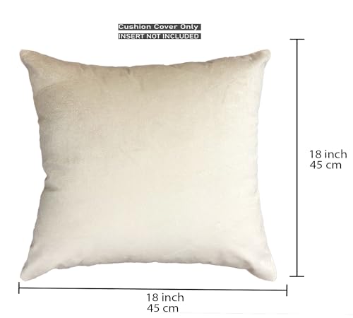 Image of SAJAVAT HOME Premium Velvet Cushion Cover | Cream Decorative Pillow Cover for Sofa, Bed & Chair | Soft Luxury Home Decor | 18x18 Inch (45x45 cm) Pack of 1