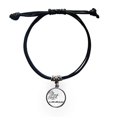 cold master DIY lab Famous Poetry Quote My Heart Joy Bracelet Leather Rope