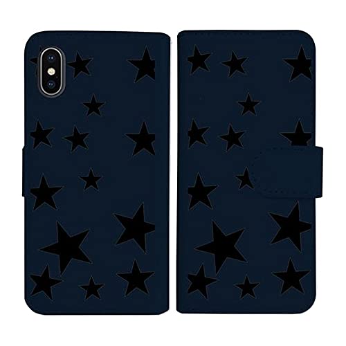 sslink iPhone17 Pro Max アイフォン17プロマックス 対応 手帳型 ネイビー ケース 星 スター ブラック ダイアリータイプ 横開き カード収納 フリップ カバー