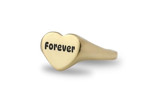 Cadeau personnalisé pour elle : bague Forever en or avec coeur et texte unique