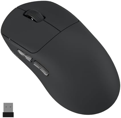 Wireless Gaming Mouse Ultralight 55g, 3395 Lag-Free Sensor, 26K DPI, HUANO Switches, 80Hrs Long Battery Life, 6 Programmable Button for PC, 3 Modes (2.4G/Wired/BT), Win with AZTEC, Black