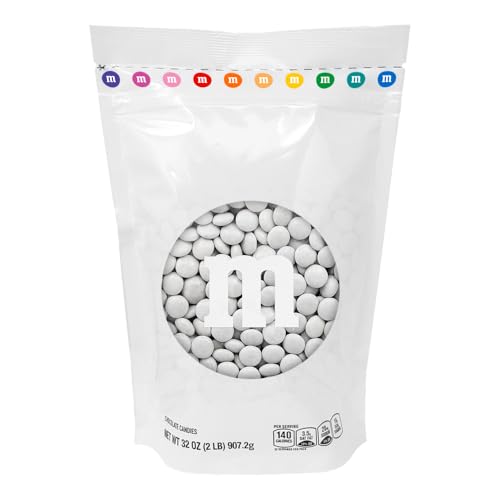 M&MS WORLD White Milk Chocolate Candy 2lb resealable pack