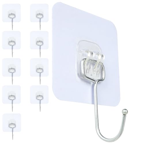 Image of Aynoo Adhesive Hooks,Towel Coat Hooks for Hanging Heavy Duty Wall Sticker,10Packs,13lb(Max)