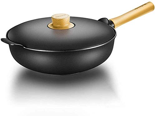 Wok antiadhésif en aluminium noir pour tous feux et plaques de cuisson