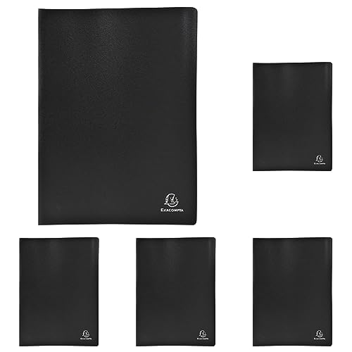 Exacompta 8511E Premium Sichtmappe aus blickdichten Kunststoff DIN A4 mit 10 Klarsichthüllen, 20 Sichten, perfekt für die Schule und das Büro Aktenhülle, Prospekthülle, schwarz (Packung mit 5)