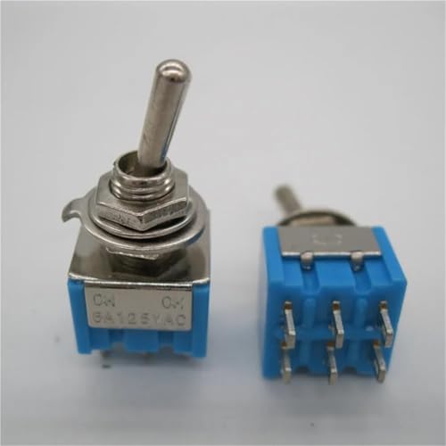 Mini interrupteur à bascule DPDT MTS-202 de 10 pièces avec capuchon étanche - 5