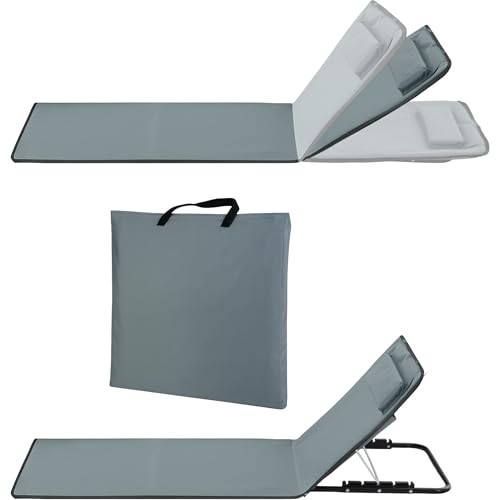 Stagecaptain Tapis de Plage Pliable 2X avec Dossier, Coussin rembourré, Chaise Longue légère réglable 6 Positions, Portable avec poignée, idéal Camping,...