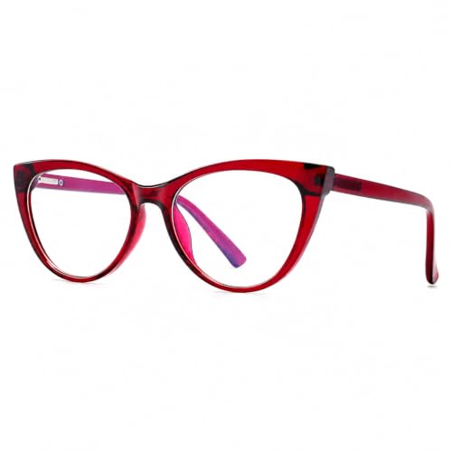 MACJERO Cat Eye Blue Light Blocking Glasses for Women Retro 90s Frame Glasses Computer TV Eyeglasses Anti Eyestrain(Red)