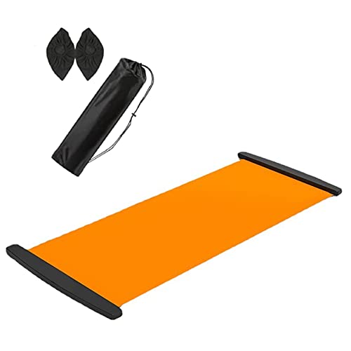 FAMKIT Slide Board Mat with End Stops, 78.7 x 19.7in Balance Workout Slider Non-Slip Training Equipment with Sliding Booties & Carry Bag for Home Gym Low Impact Balance Training